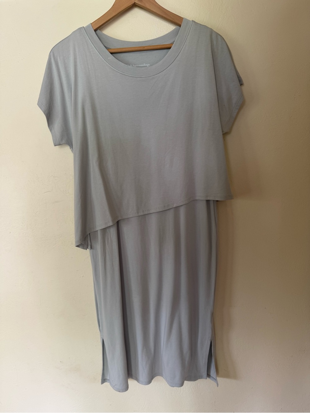 Soft Surroundings Petite Medium Modal Pima Cotton Layered Knit Dress Gray Travel